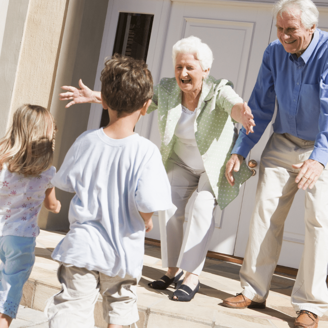 Senior Care Placement support helping families maintain meaningful connections as grandparents warmly welcome grandchildren at home.